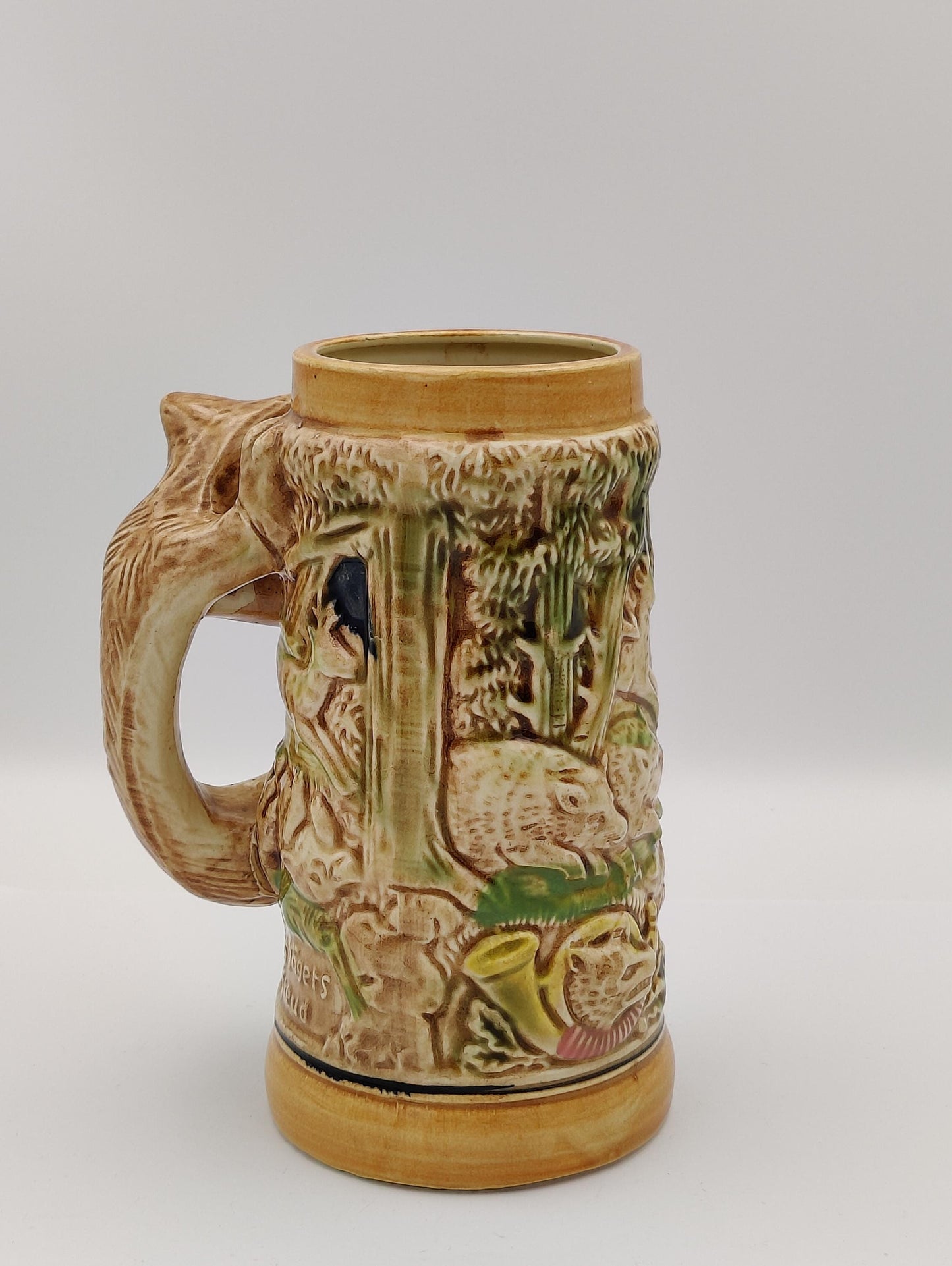 7" German Hunters Stein Handmade 3D Art Bear Handle