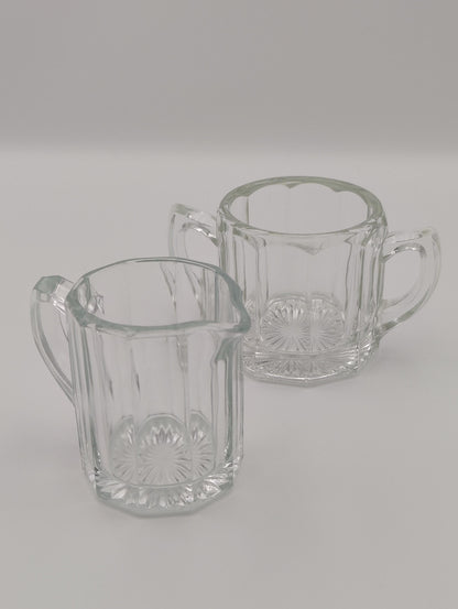 Vintage Milk and Creamer Set, 2pc Matching Glass,