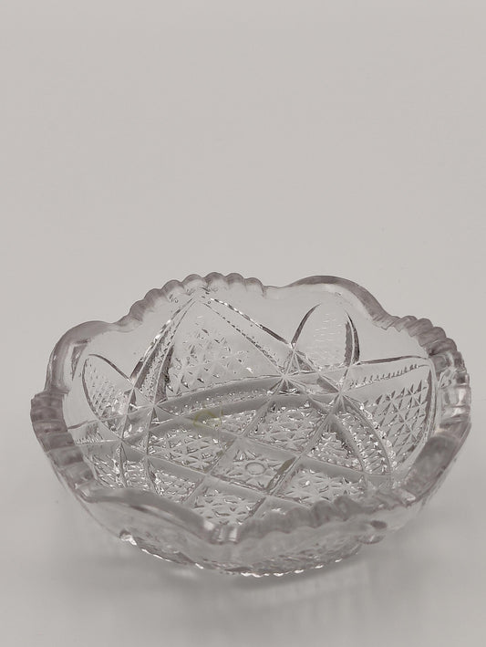 Diamond Designed Pressed Glass Vintage Early American Dish