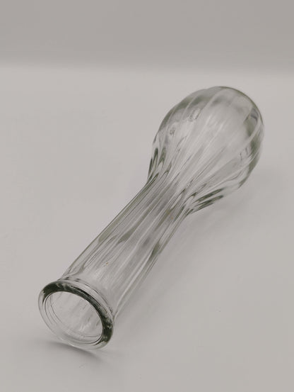 Mid-Century Clear Ribbed Glass 9" Bud Vase