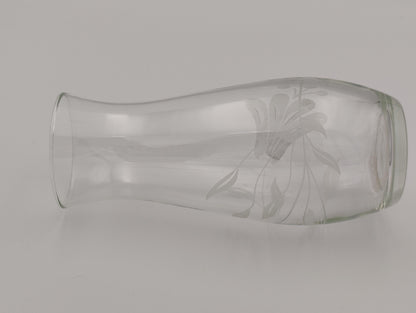 Etched Floral Clear Vase Small Bouquet Flower Bud Plant Display