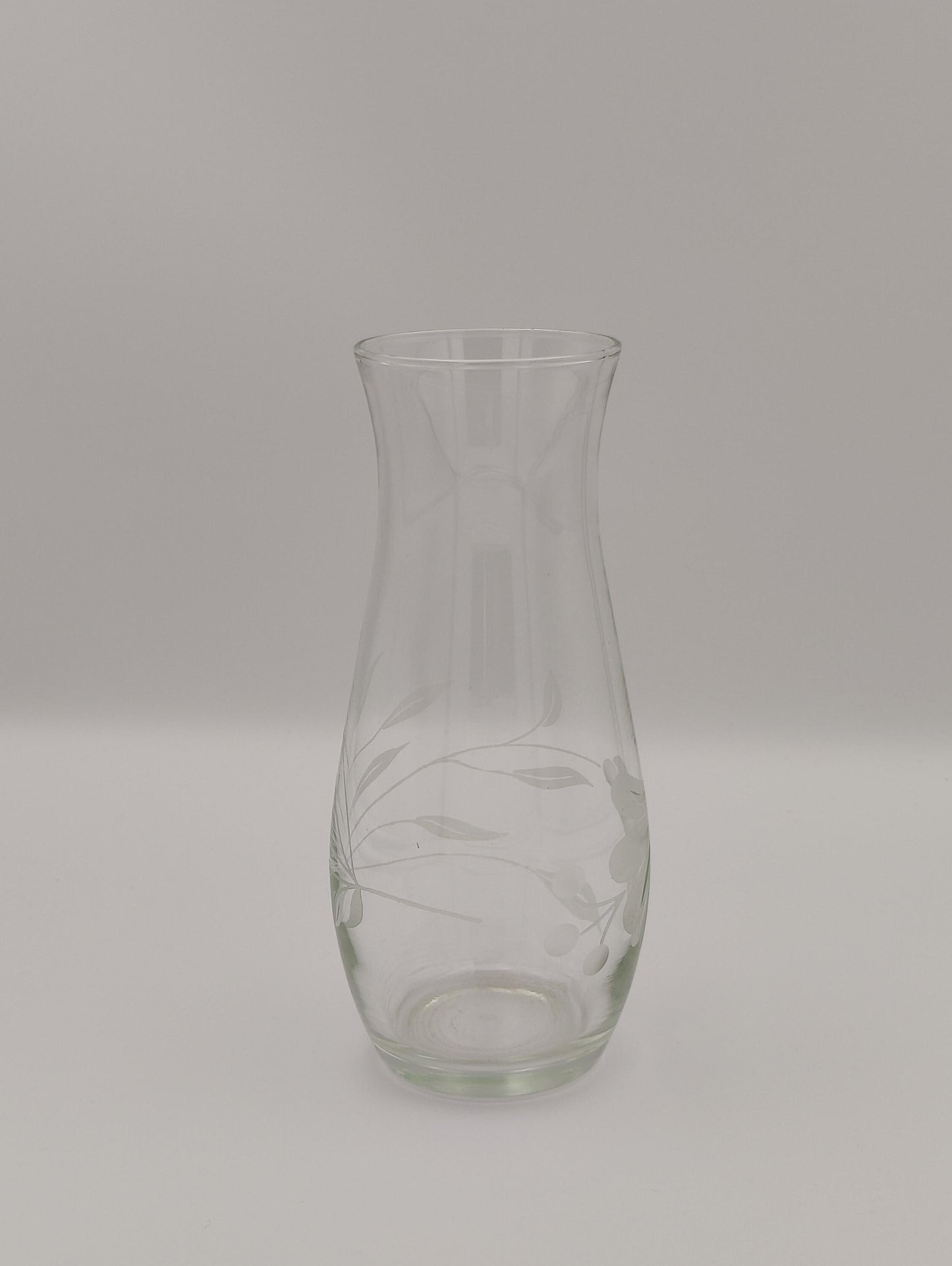 Etched Floral Clear Vase Small Bouquet Flower Bud Plant Display