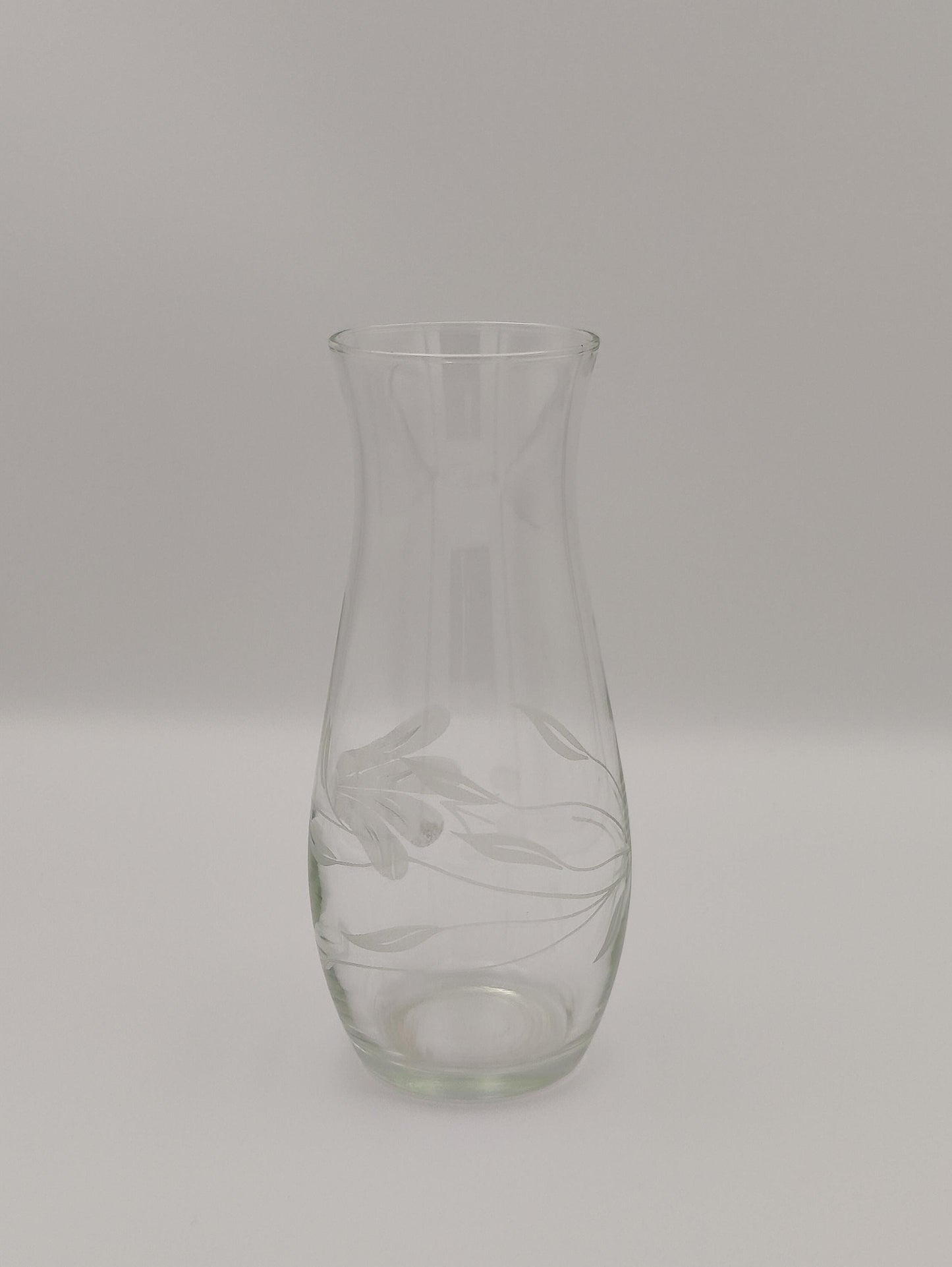 Etched Floral Clear Vase Small Bouquet Flower Bud Plant Display