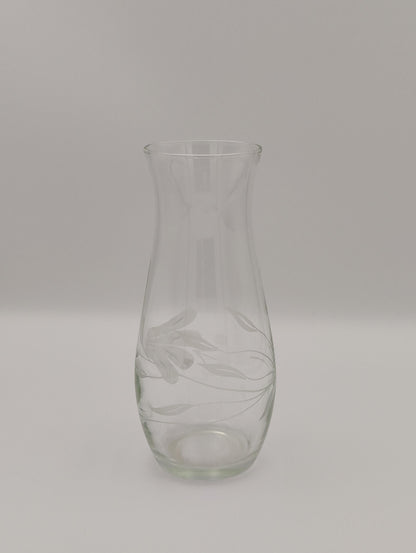 Etched Floral Clear Vase Small Bouquet Flower Bud Plant Display