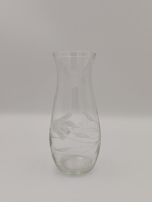 Etched Floral Clear Vase Small Bouquet Flower Bud Plant Display