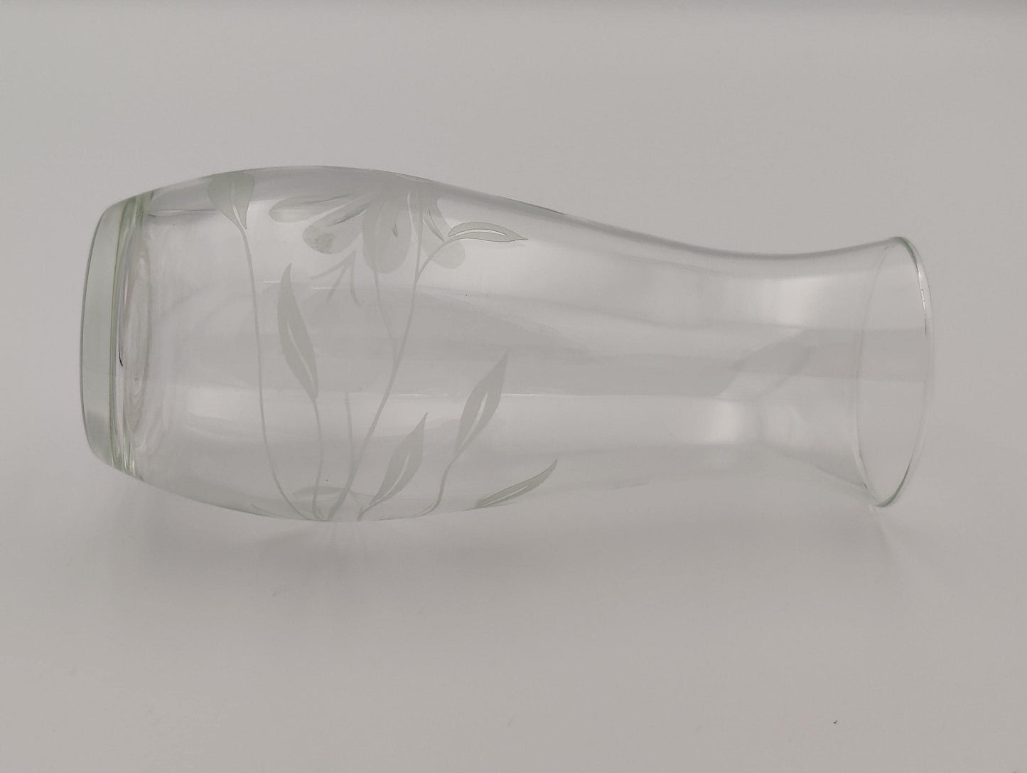 Etched Floral Clear Vase Small Bouquet Flower Bud Plant Display