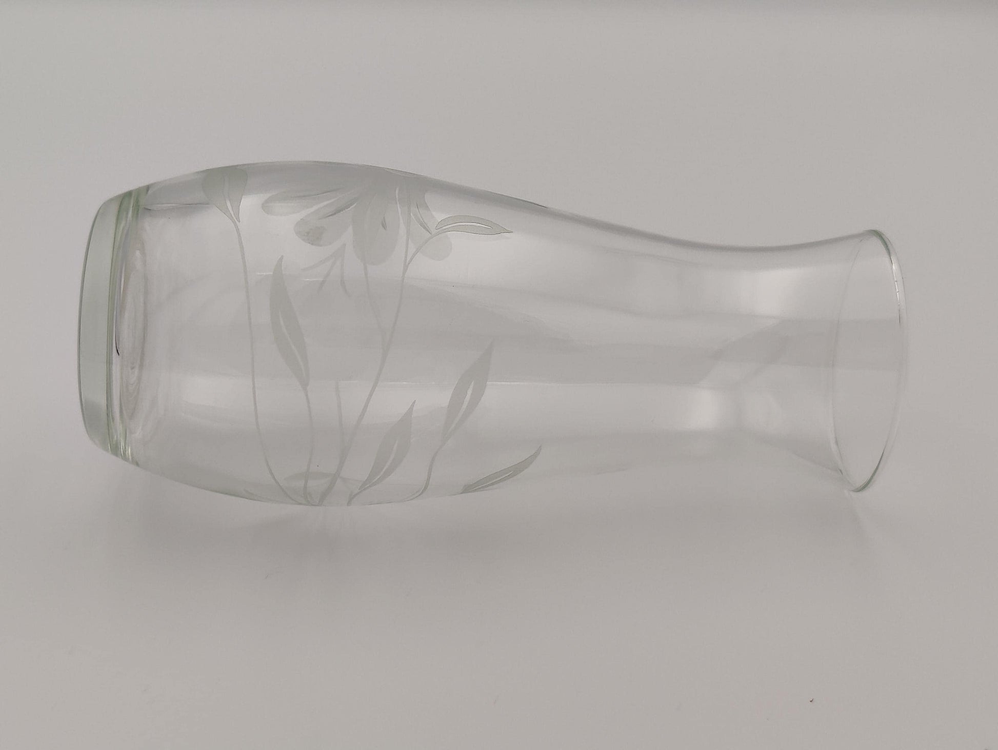 Etched Floral Clear Vase Small Bouquet Flower Bud Plant Display