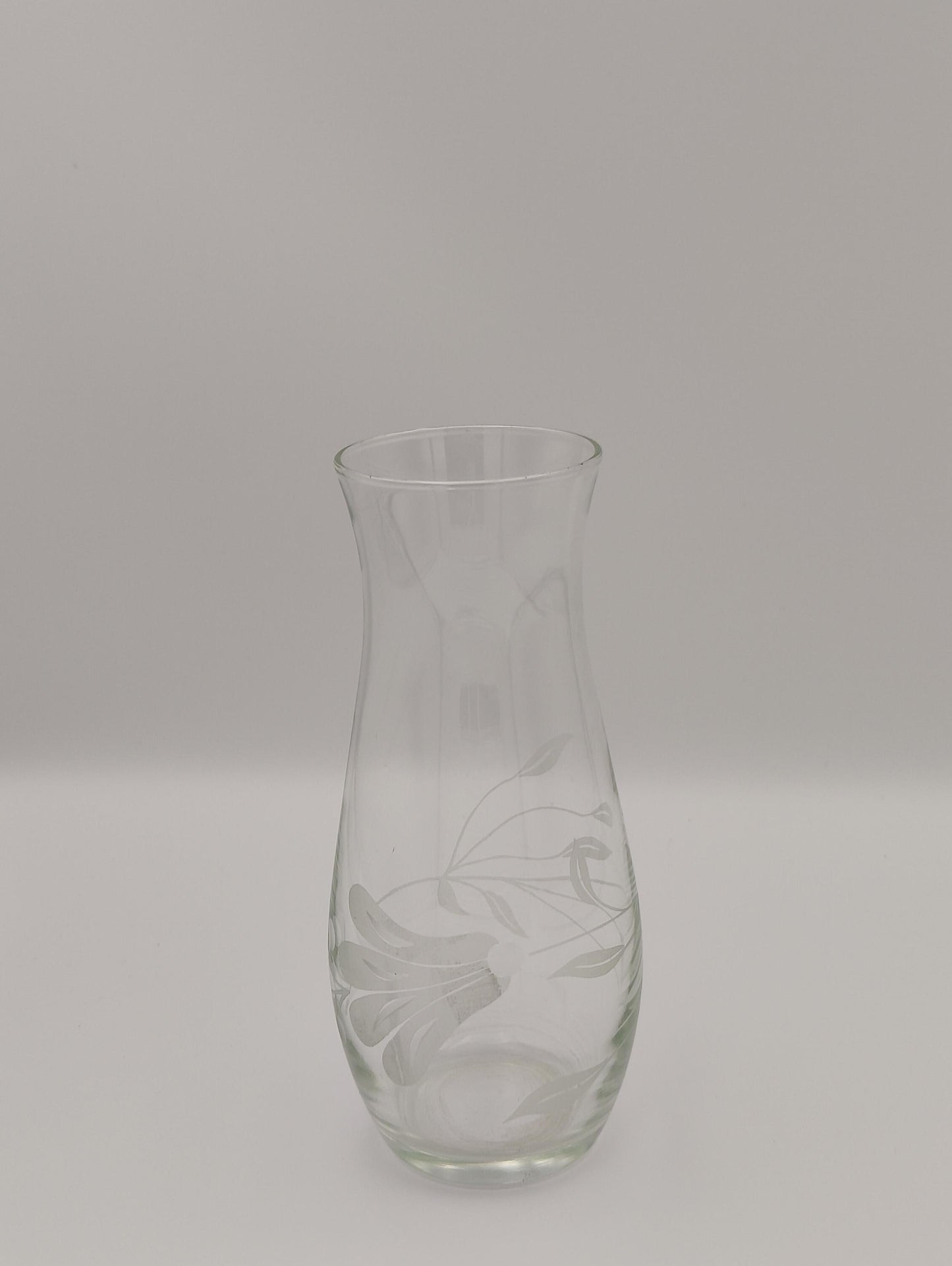 Etched Floral Clear Vase Small Bouquet Flower Bud Plant Display