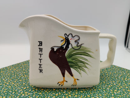 Vintage Ceramic Glazed Flour Scooper Batter Rooster Kitchen