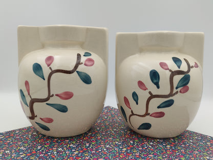 Pair of Vintage Purington Slipware Hand painted Vases 1940-50s