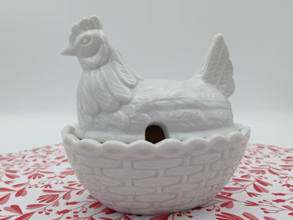 White Nesting Hen Jar Japan