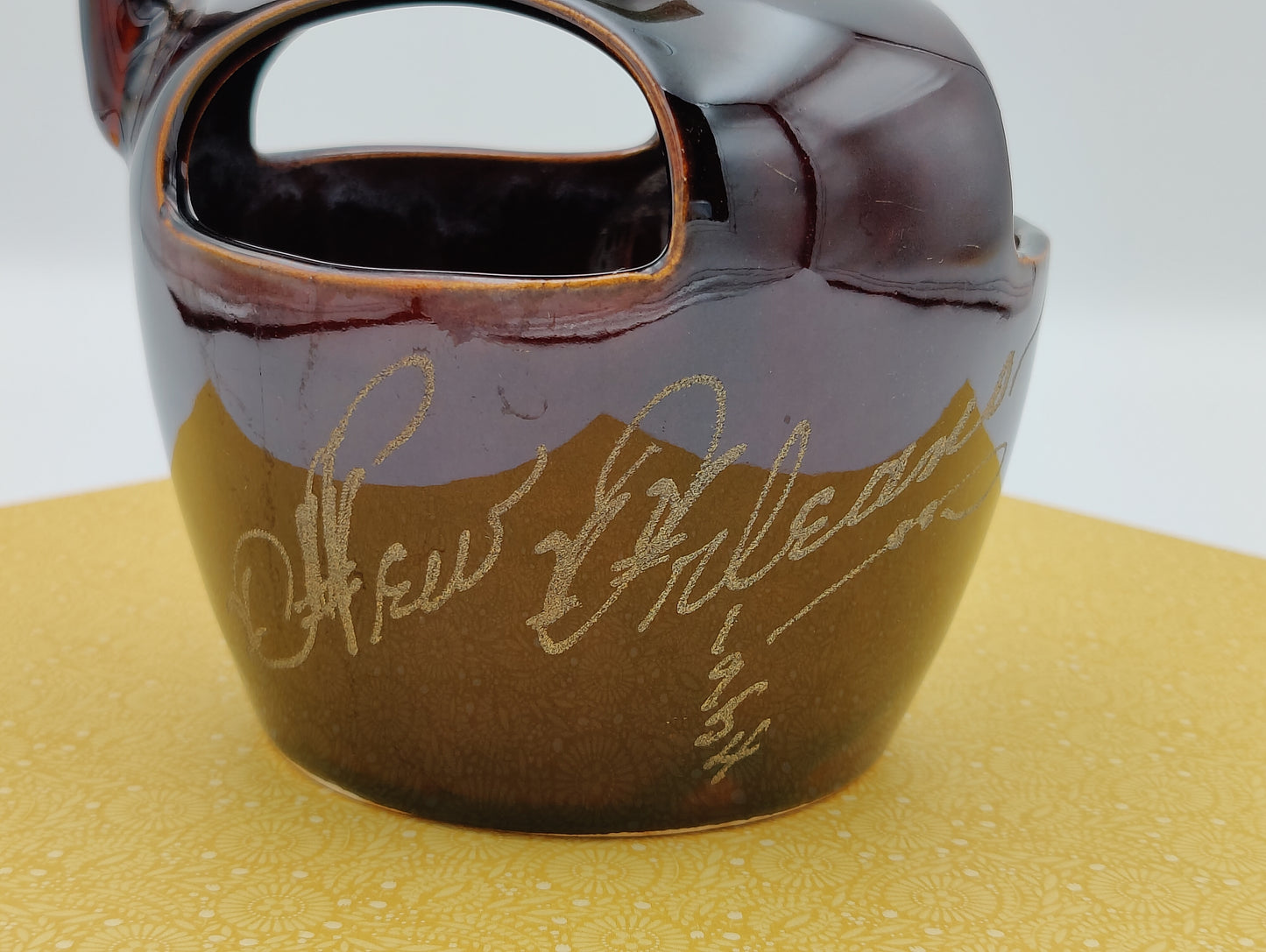 New Orleans Ceramic Brown Glazed Pottery Vase