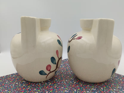 Pair of Vintage Purington Slipware Hand painted Vases 1940-50s