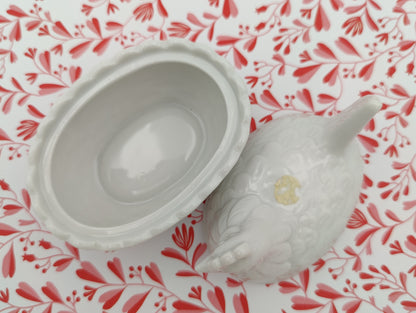 White Nesting Hen Jar Japan