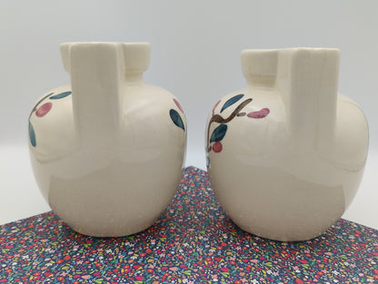 Pair of Vintage Purington Slipware Hand painted Vases 1940-50s
