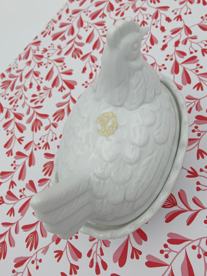 White Nesting Hen Jar Japan