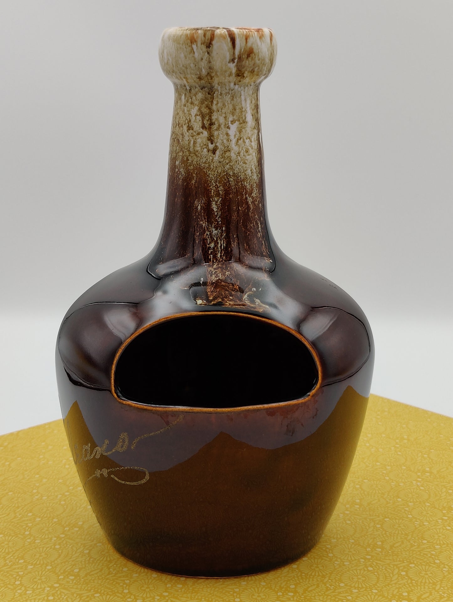 New Orleans Ceramic Brown Glazed Pottery Vase