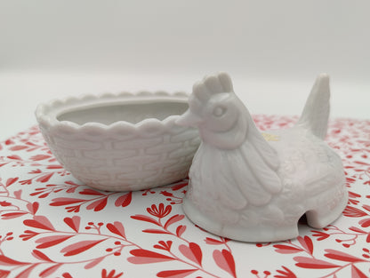 White Nesting Hen Jar Japan