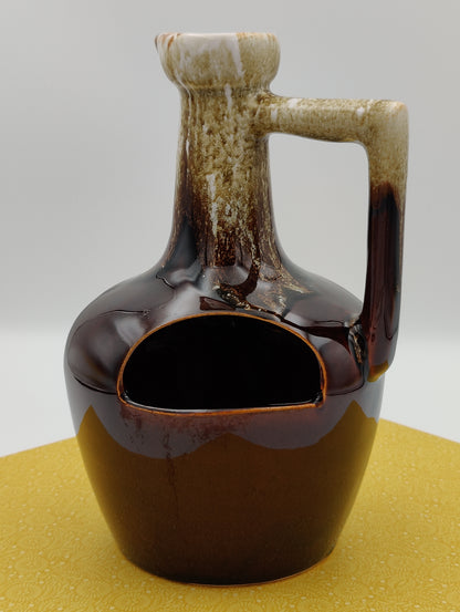 New Orleans Ceramic Brown Glazed Pottery Vase