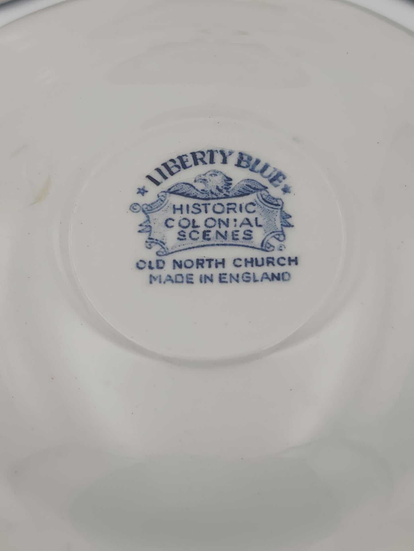Liberty Blue Historic England Colonial Scene: "Old North Church" - Blue and White - 4 Pc Plate Set