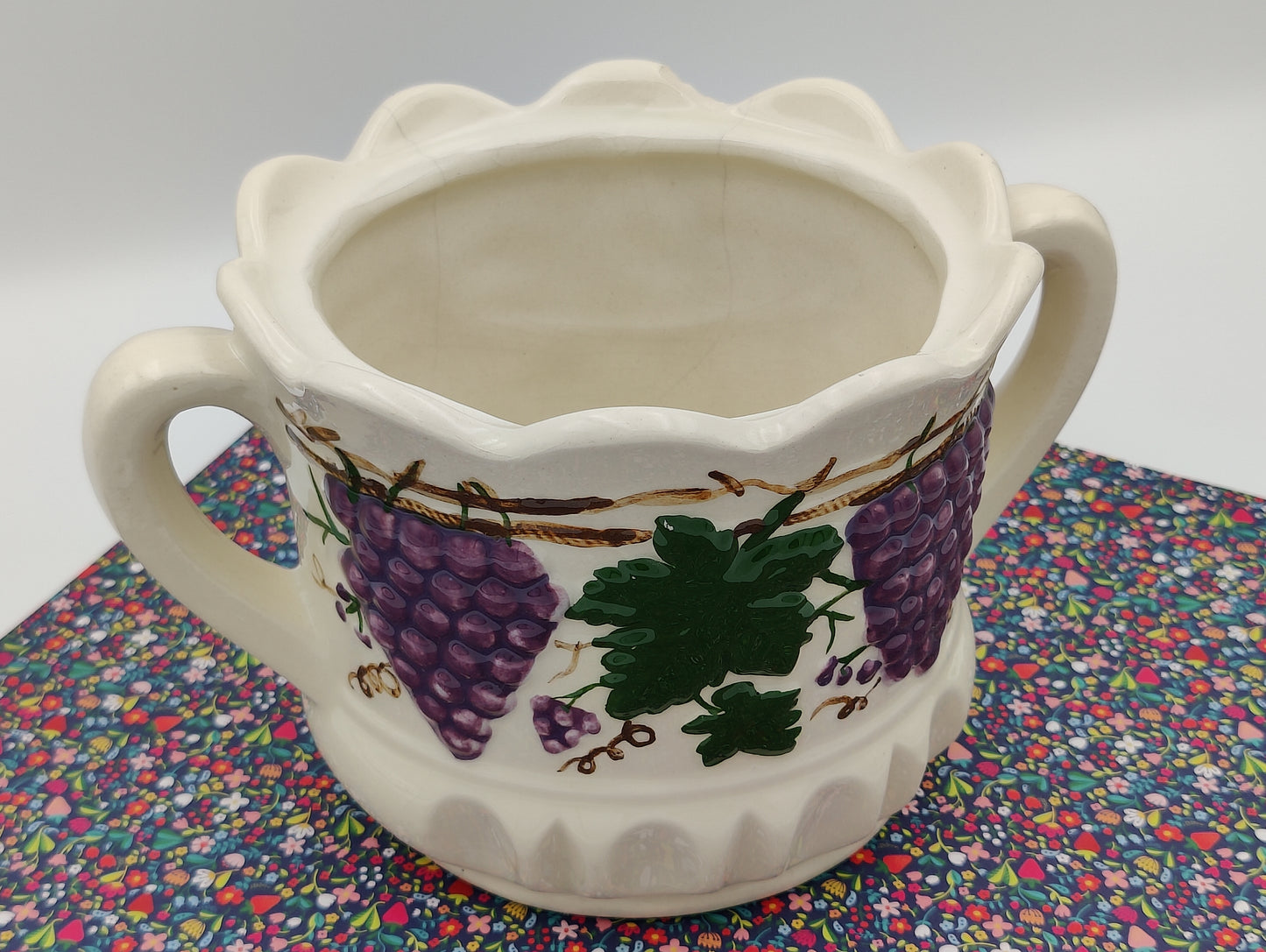 Double-Handle Grapes on Vine Sugar Bowl, No Lid