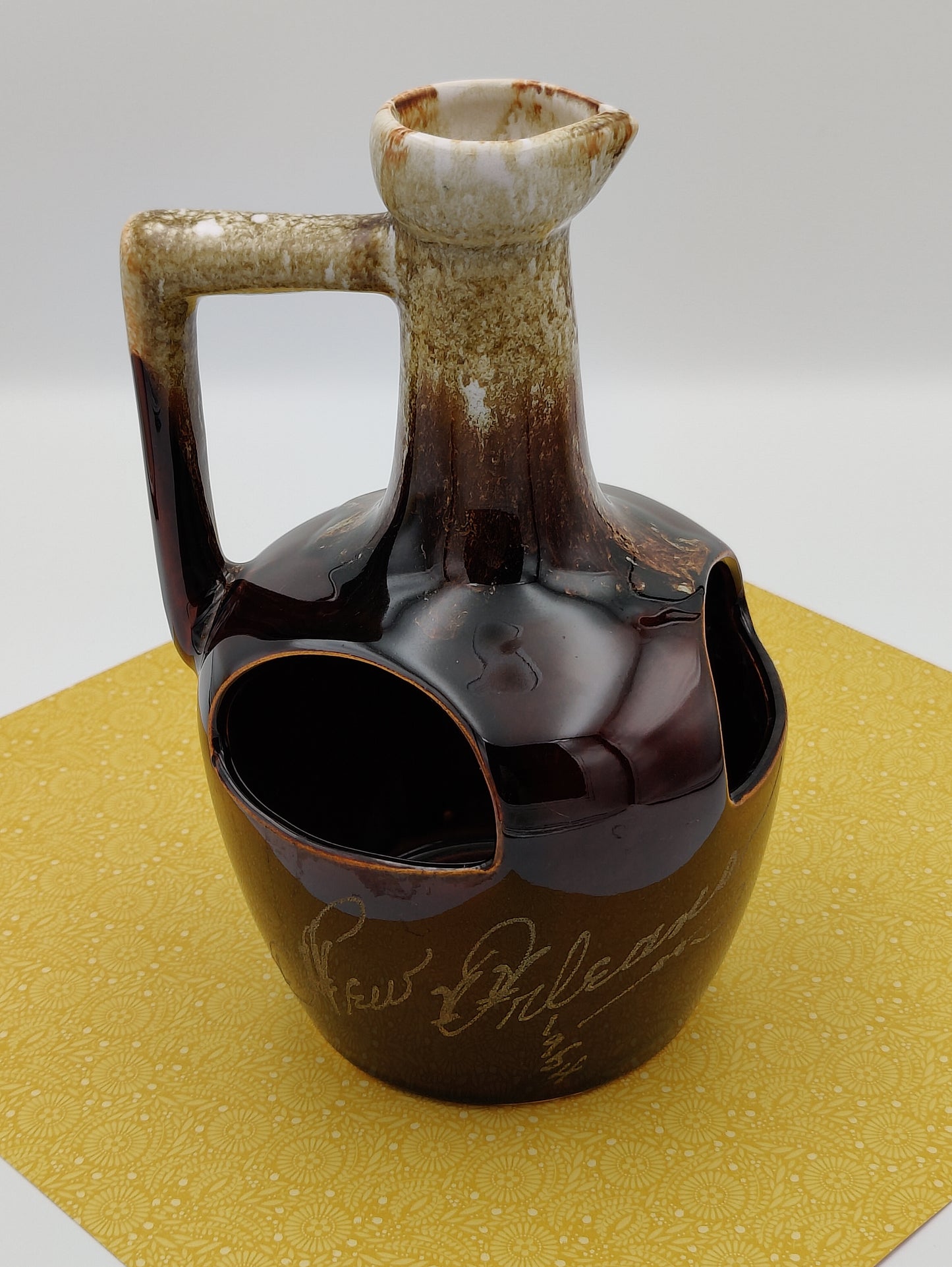 New Orleans Ceramic Brown Glazed Pottery Vase