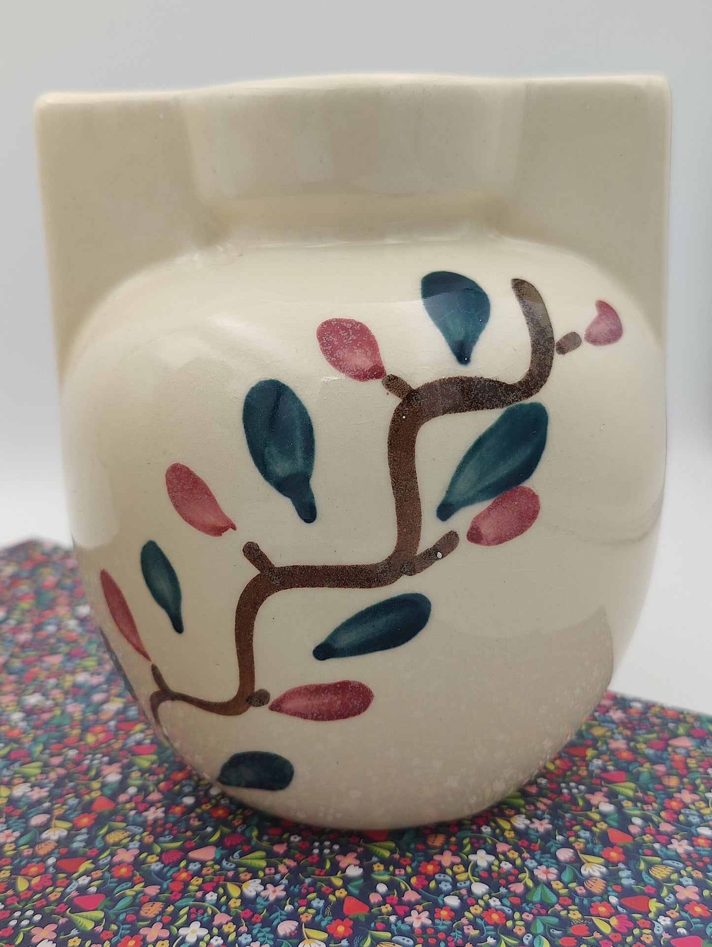 Pair of Vintage Purington Slipware Hand painted Vases 1940-50s
