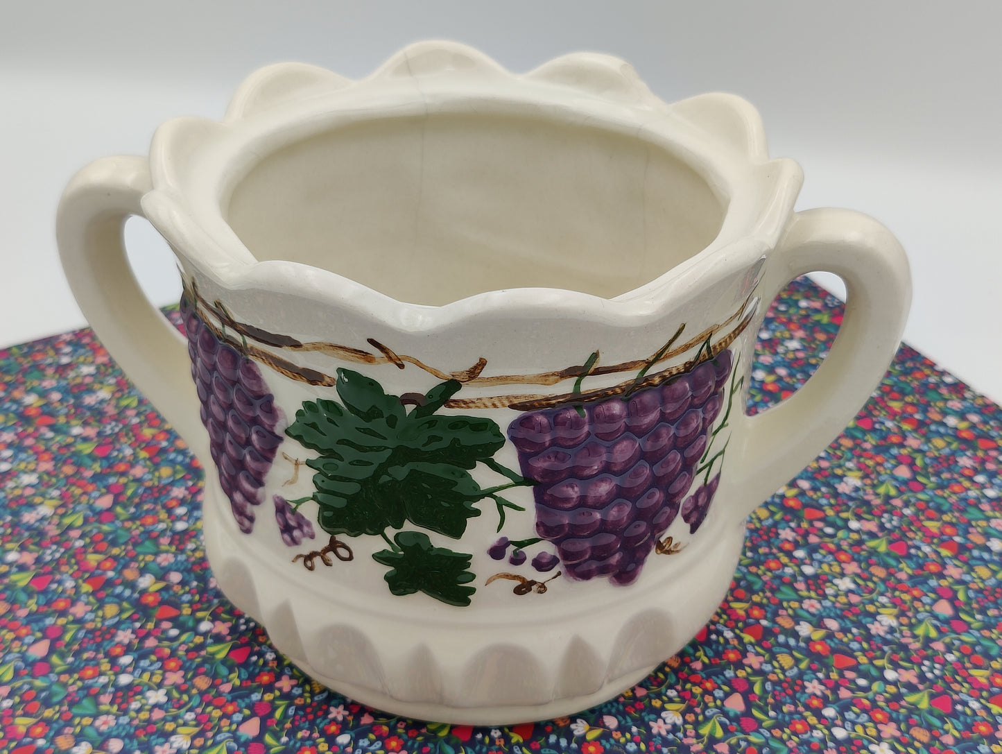 Double-Handle Grapes on Vine Sugar Bowl, No Lid